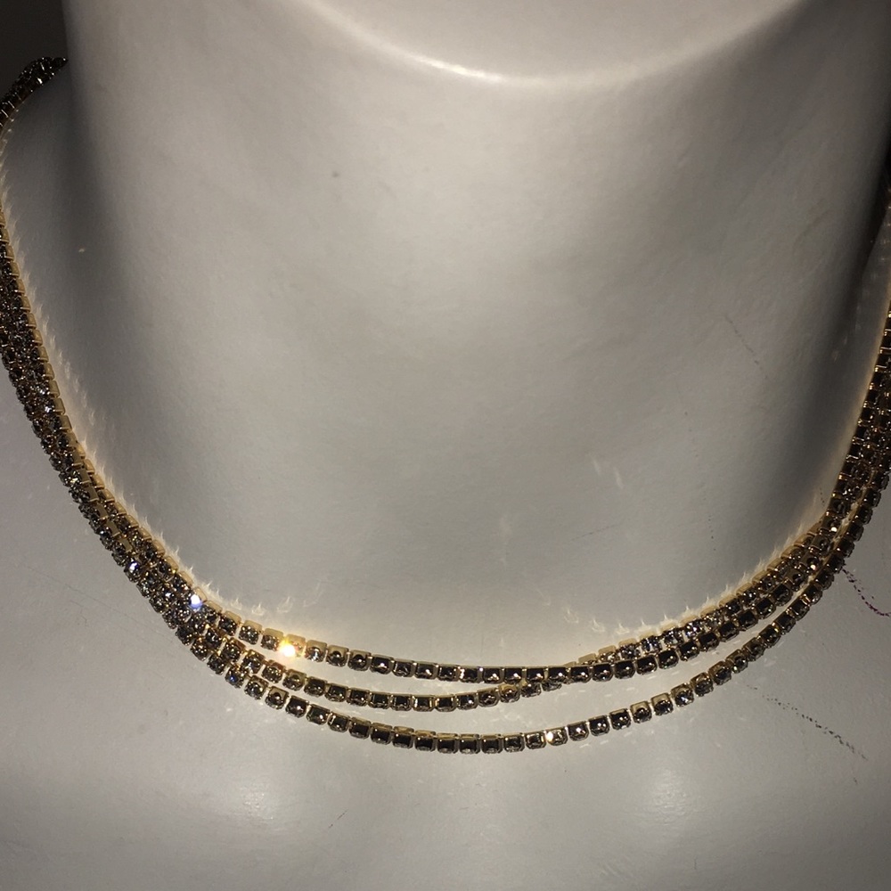 Something navy three row choker necklace